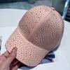 Cotton Full Rhinestone Baseball Hat Solid Color Sunscreen Hat Hotfix Rhinestones Baseball Cap  Girl