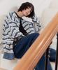 Allamseoul Alarm Loop Striped Knit Cardigan_Blue