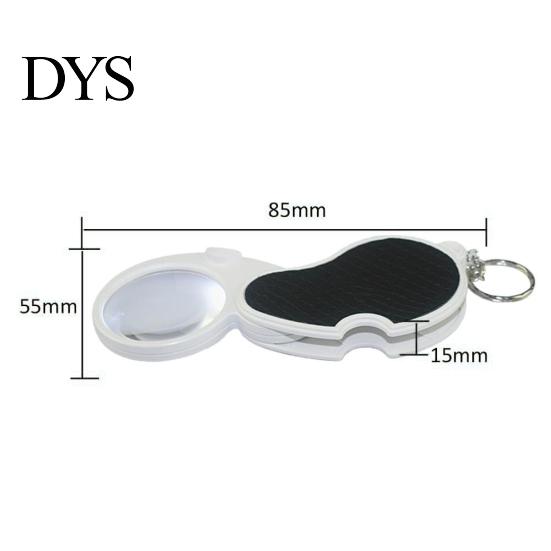 5X Foldable Magnifier LED Light Magnifying Lens Jewelry Reading Loupe Keychain