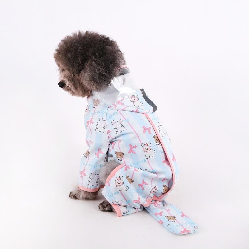 Traction dog raincoat contrasting color matte hemming transparent teddy small and medium dog pet raincoat