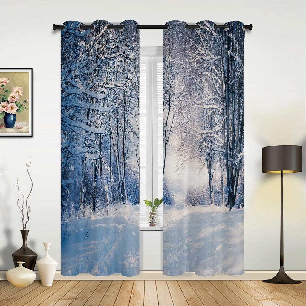 Winter Schneeberg Morgenlandschaft Hausvorhänge für Schlafzimmer Wohnzimmer Vorhänge Küche Kinder Fenstergardine Heimdeko