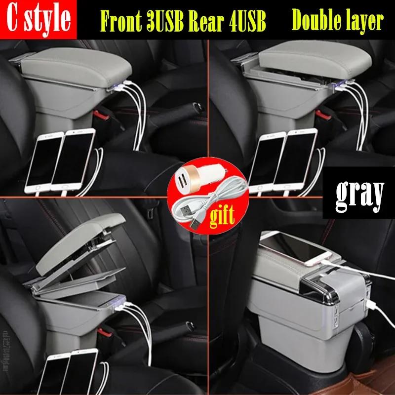For Ford Fusion Armrest box For Ford Fiesta Mk5 Car armrest box Central storage Box Retrofit with USB Car Accessories