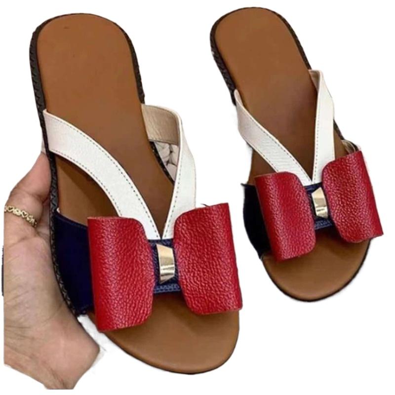 Fashion New Style Summer Women Slippers Cute Butterfly-Knot Casual Sandals Lady Slides Flats Slip-On Women Shoes for Women Zapatos Mujer