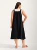 Plus Size Women's Cotton Pleated Suspender Dress with Pockets - Casual and Slimming Fit