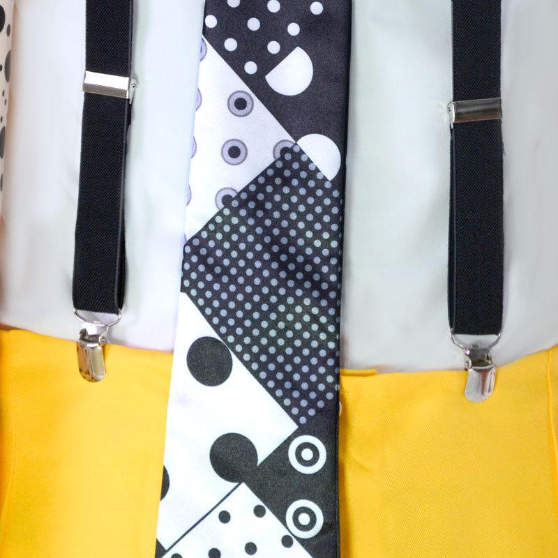 Jim Carrey La Máscara Película de Comedia Traje Amarillo Corbata Tirantes Accesorios Set Completo Halloween Fiesta de Carnaval Juego de Rol para Hombres