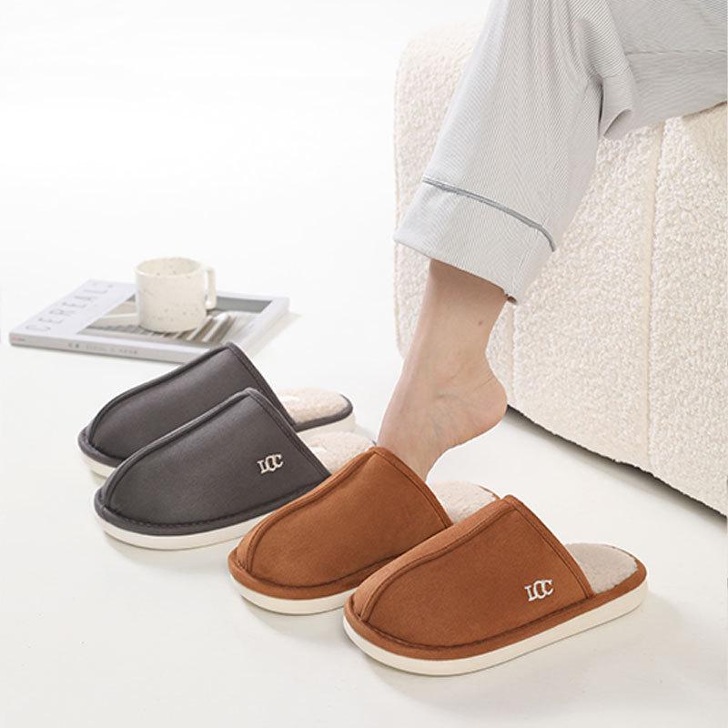 Cixi cotton slippers couple autumn and winter 2025 new non-slip indoor warm simple velvet breathable slippers