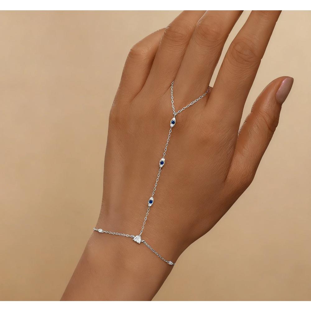 ROXI 925 Silber Böser Blick Blau/Weiß Zirkon Armband Mit Fingerdesign Für Damen Handkettenarmband Party Schmuck