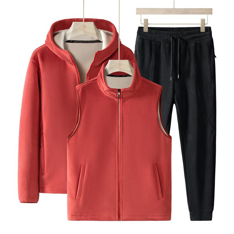 

Комплект из трех предметов: зимняя австралийская флисовая толстовка с капюшоном, мужской кардиган, флисовая куртка, спортивные штаны с толстым флисом, размер Plus Extra Large 7XL