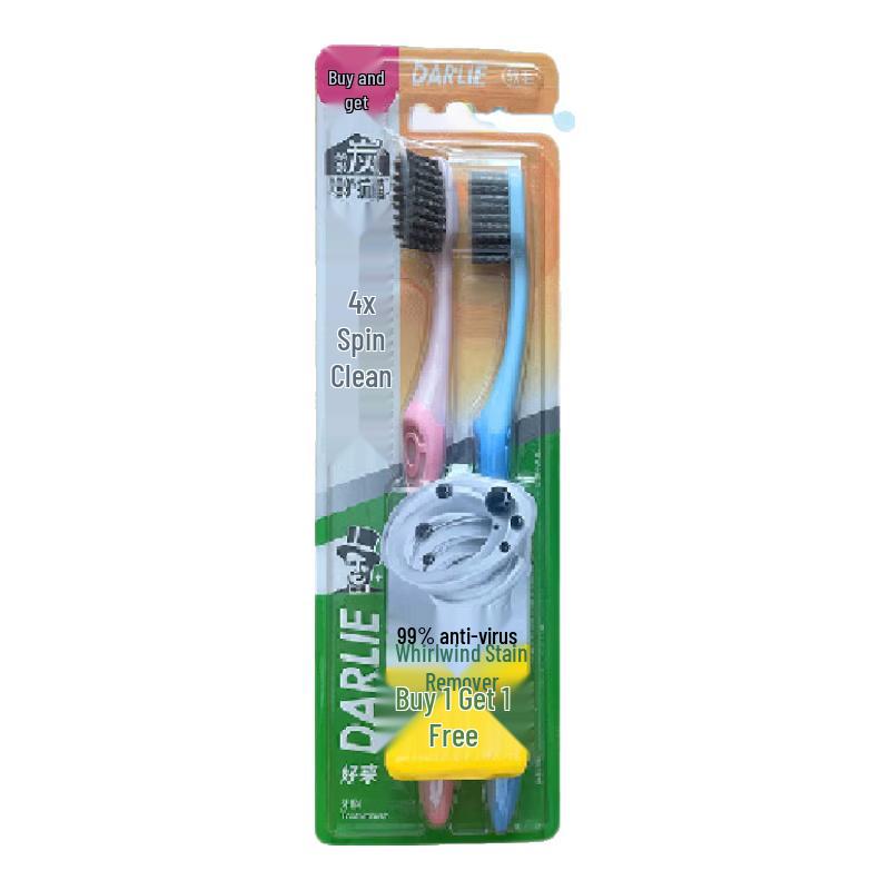 Darlie Charcoal Spiral Clean Soft Bristle Toothbrushes