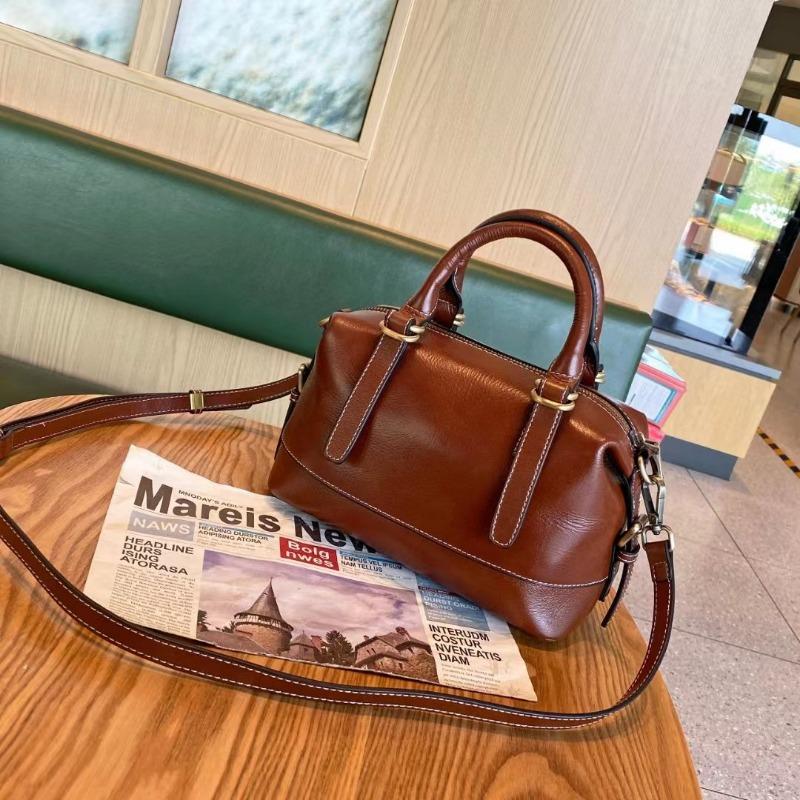 

Женская сумка из натуральной кожи, винтажная, с верхним слоем из воловьей кожи, обработанным маслом и воском, Бостон, большая вместительная сумка через плечо для женщин