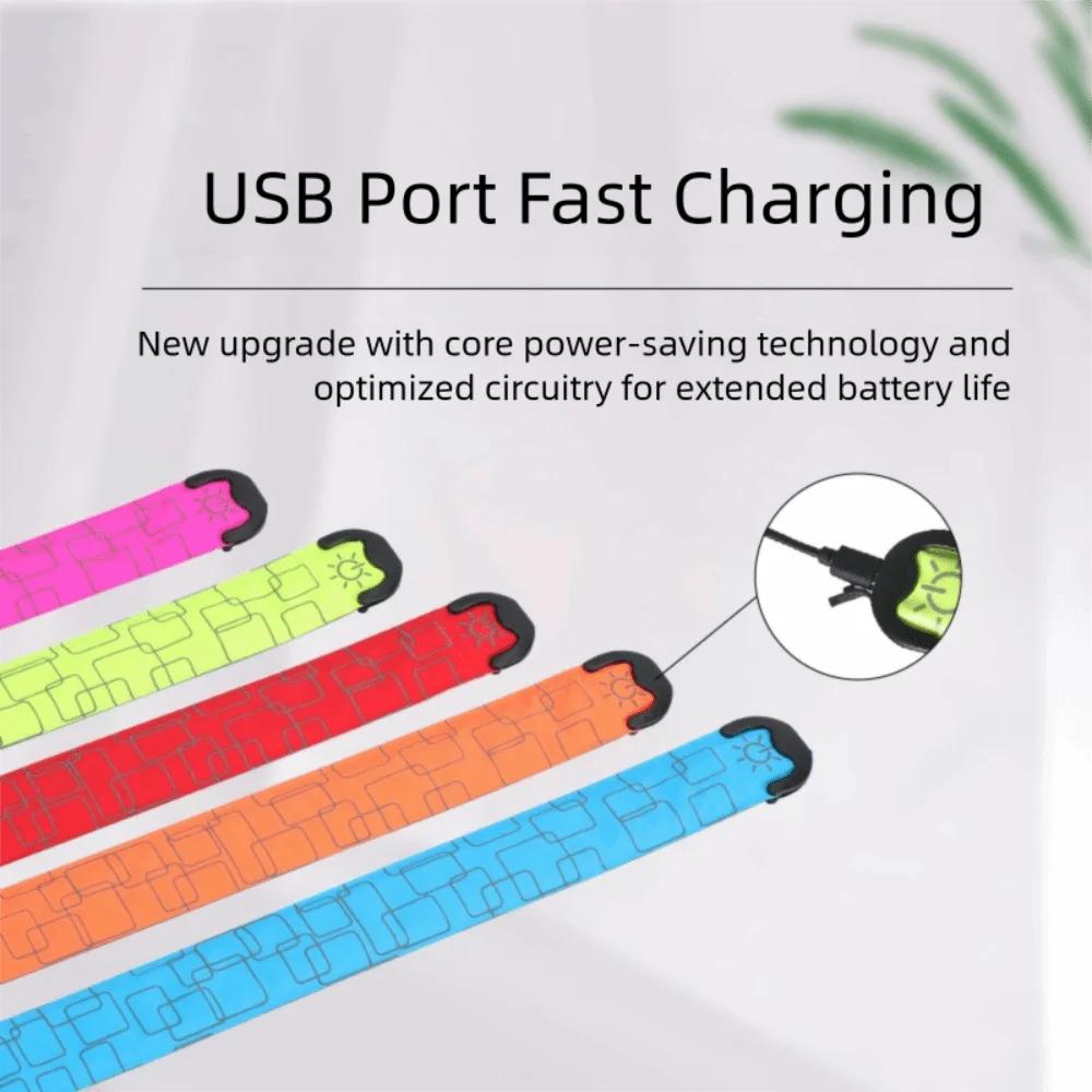 Battery Style Night Running Armband USB Rechargeable 5 Colors Reflective Running Gear Light Weight High Visibility