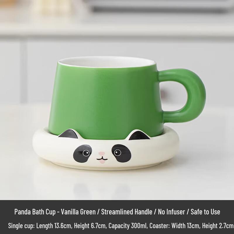 Panda Ceramic Coffee & Tea Mug Streamlined Handle