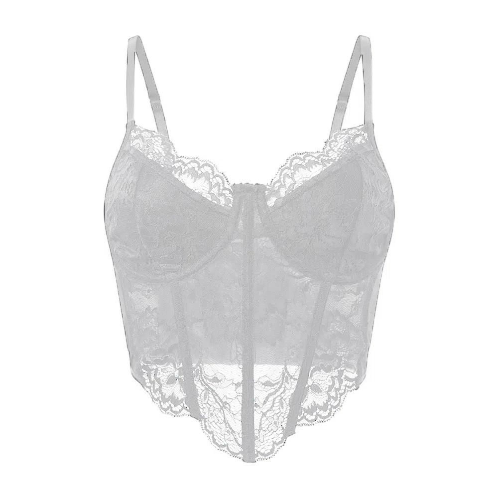 Sleeveless Lace Corset Hollow Crop Tops Fashion Suspender Vest Spring Summer M