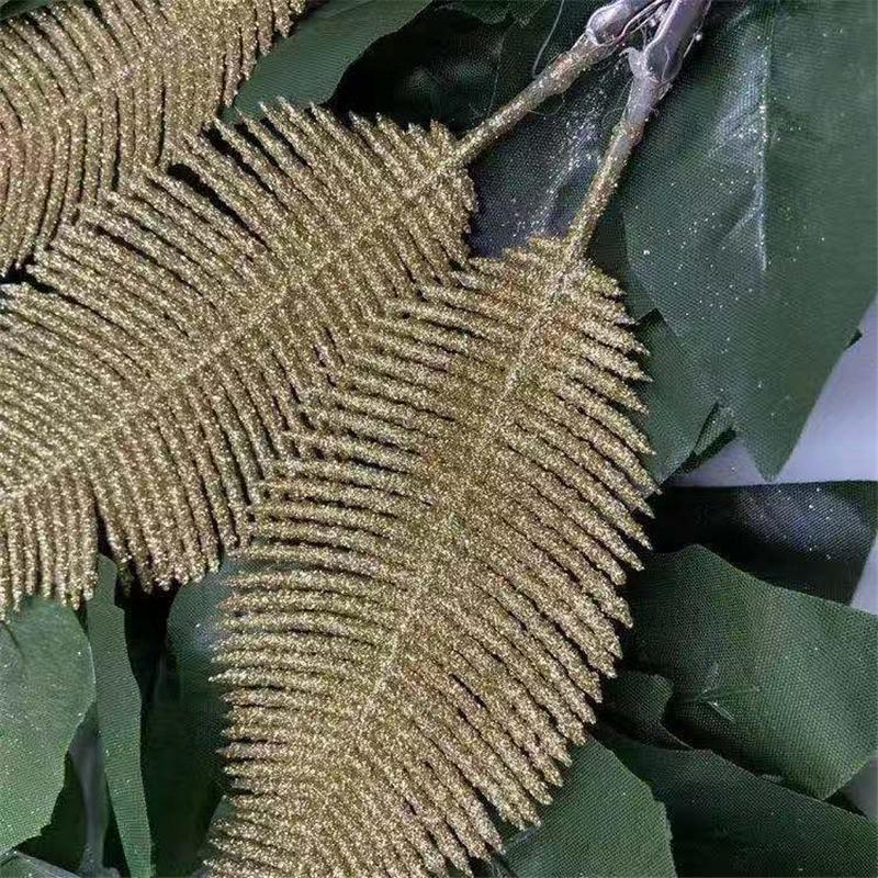 5Pcs Glittering Feather Artificial Leaves Clip Christmas Tree Ornaments Navidad New Year Wedding Christmas Party Home Decoration
