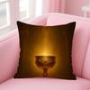 Holy Grail Pattern Pillow Religious Art Cushion Cover Linen Pillowcase Cover Soft Decor for Sofa Home Room