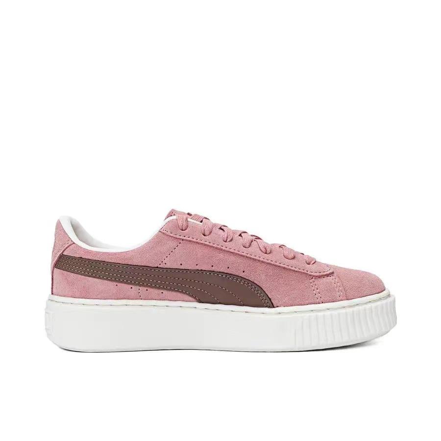Puma Basket Platform Core Suede Comfortable Versatile Lightweight Low-Top Sneakers Women Sneakers Red Purple 363559-15