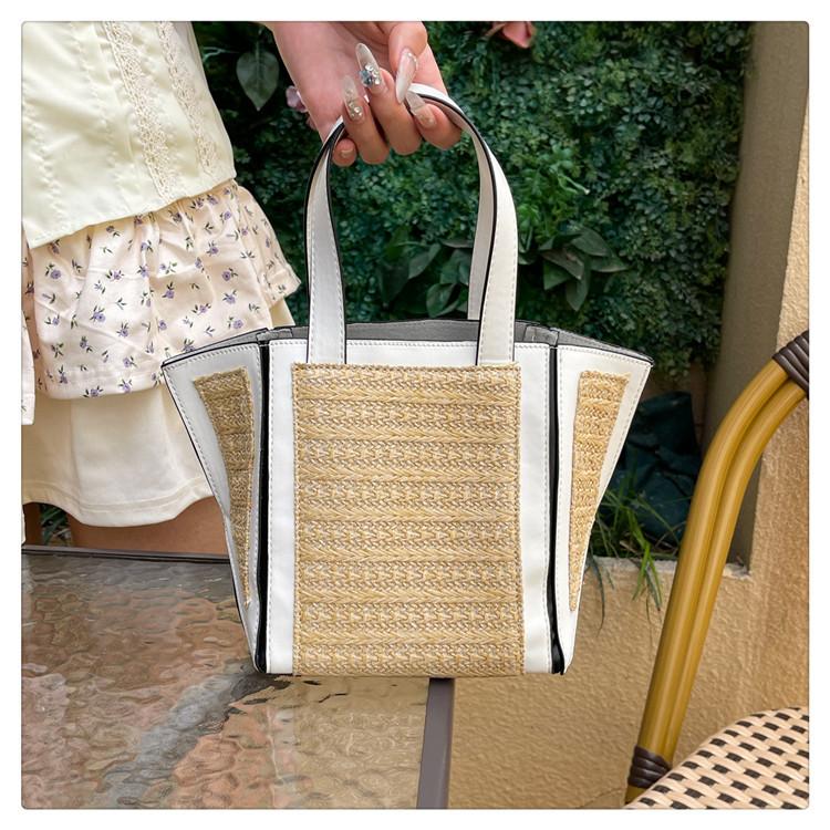 

Trend beach large-capacity new simple personalized woven fashion portable shoulder tote bag білий