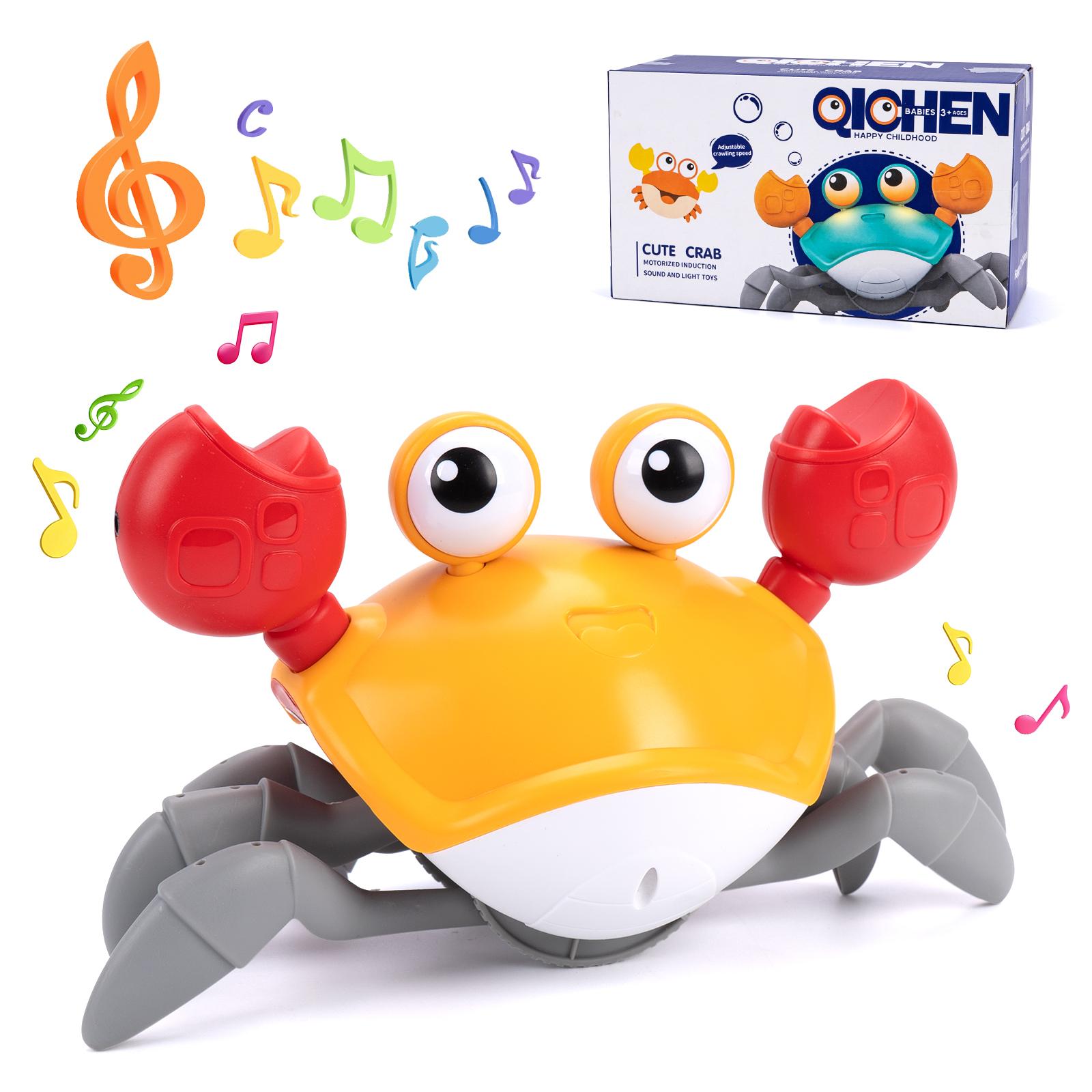 

Dancing Crab Run Away Toys Baby Crawling Escape Crabs Toys Kids Electronic Toys USB Charging Interactive Toddler Tummy Time Toys Orange with box