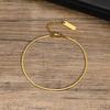 Women's Fashion 1.7mm Square Snake Chain Bracelets, Gold Color Stainless Steel Cool Bracelet, Basic Casual Wristband