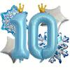 5/6Pcs SnowFlake Foil Balloons with 40inch Blue Crown Number Balloon for Princess Theme Birthday Party Decorats Baby Shower