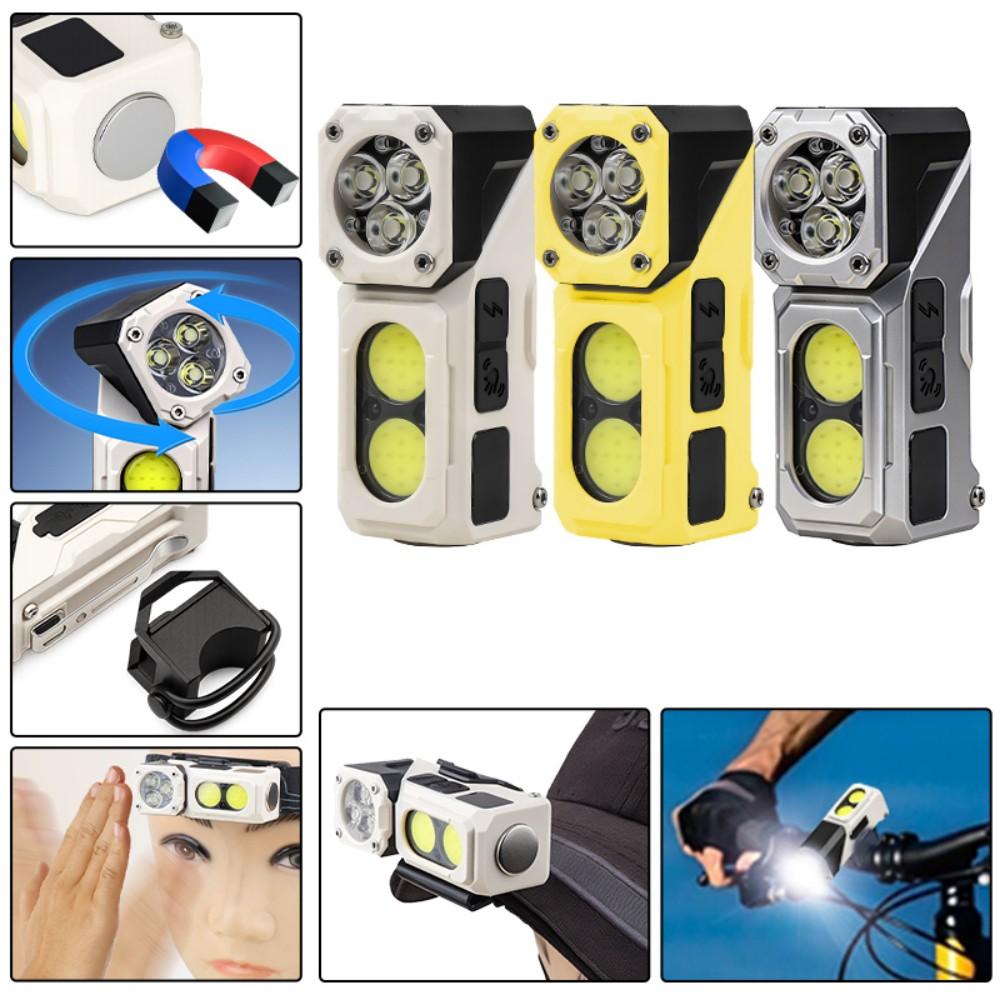 Mini USB Rechargeable LED Flashlight Portable Tail magnet flashlight Super Bright Camping Lantern Side COB emergency light