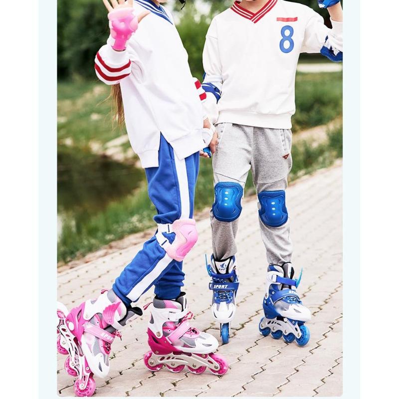 Verstellbares Kinder-Inline-Skates-Set mit PVC-Blinkrollen, Helm und Schutzausrüstung