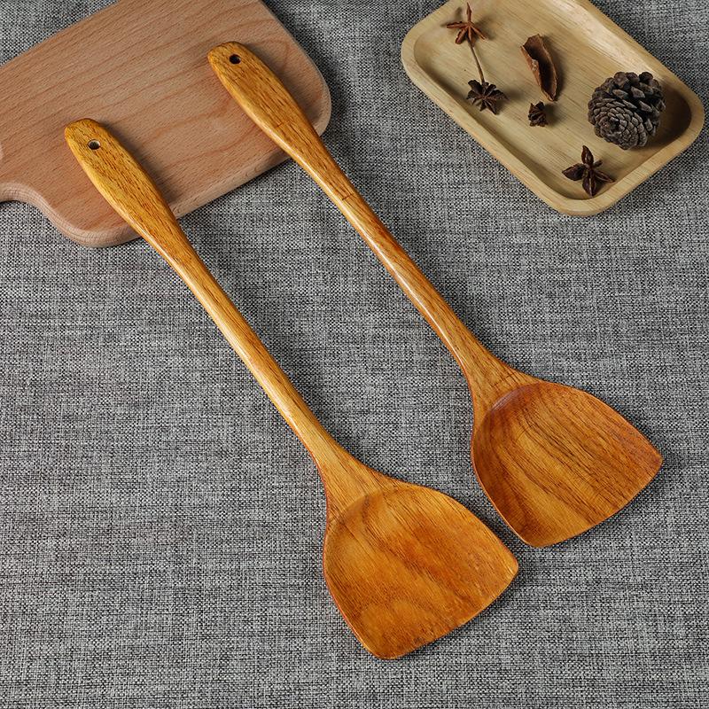 Bamboo and Wood Spatula Lightweight 39cm Non Stick Pots Smokeless Pot Long Handled Wooden Shovel Kitchen Cooking Gadgets Spatula