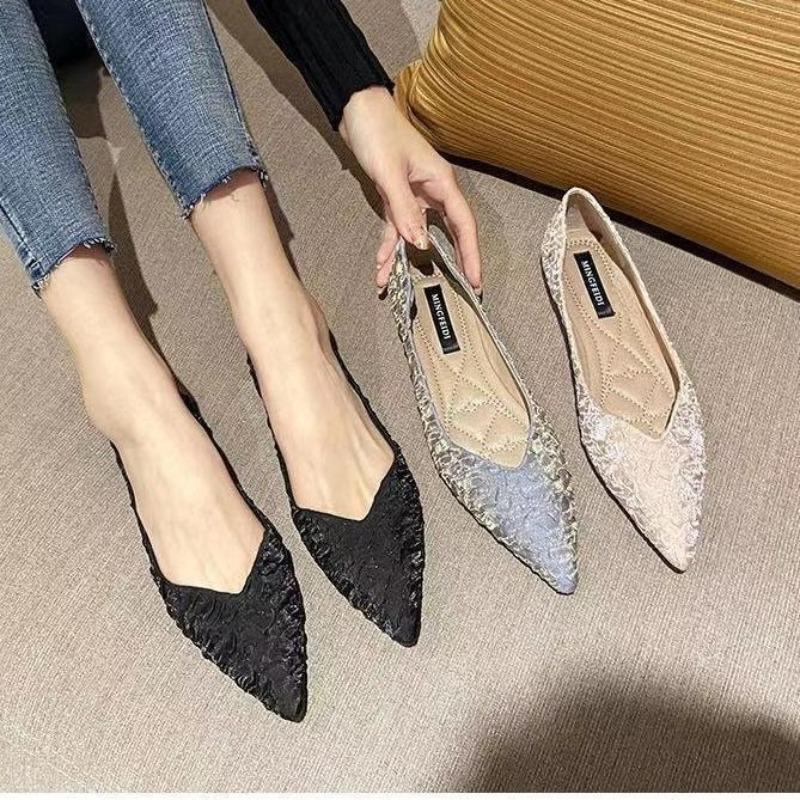 Women's Fashionable leisure versatile Flat Shoes Pointed Toe Ladies Elegant minimalist shoes comfort  Anti-slip soft-soled shoes