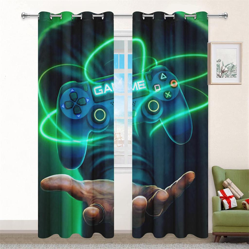 

Мультяшная игровая ручка 3D Шторы в стиле панк для мальчиков, любимая модель для гостиной, спальни, балкона, окна, декор 2 панели 50W130H(CM)X2PCS&Hook