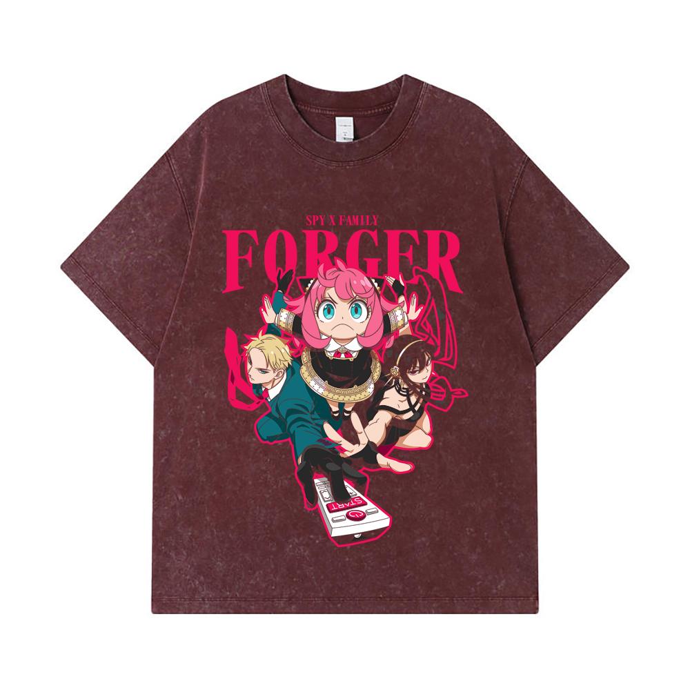 275 GSM Washed T-shirts 100% Cotton Spy X Family V1 Forger Print Unisex Heavy Cotton T Shirt