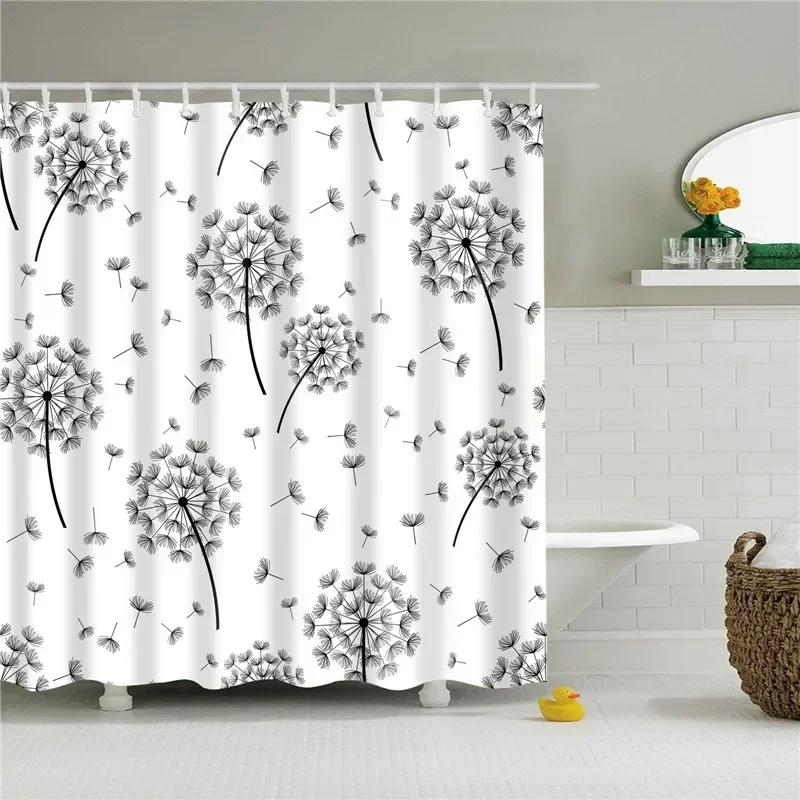 Tropical Green Plant Palm Leaves Bathroom Accessories Set Shower Curtain Bathroom Curtains Waterproof Polyester with Hooks