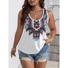 Loose Vest, Casual Retro Tribal Printed Vest