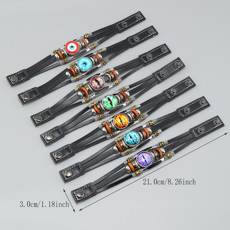 Kreatives Perlen Teufelsauge Mehrschichtiges Leder Verstellbares Armband Unisex Schmuck Accessoires Geschenke