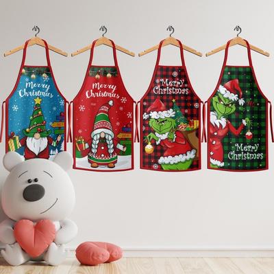 Grinch Santa Claus Christmas Apron for Kitchen & Festive Dress-Up