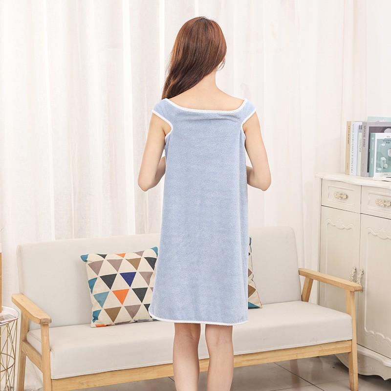 Soft Coral Fleece Wearable Bath Skirt with Bow and Pocket