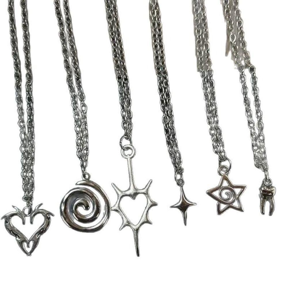 Choker Cahin Heart Teeth Pendant Silver Color Punk Necklace Sweet Cool Y2K Necklace Jewelry Gift