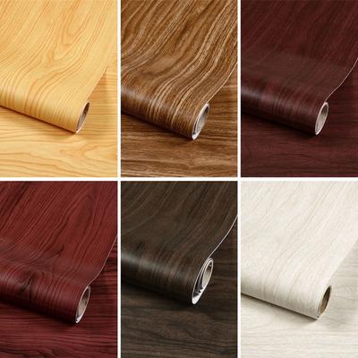 PVC Thickened Wood Grain Sticker Cabinet Furniture Wardrobe Living Room Wallpaper Desktop Renovation Flat Wall Stickers DIY