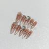 Wearing Armor Pure Handmade Fake Nails Finished Elf Princess Blush Cat Eye Blind Love Diamond Long Nail Art Patch