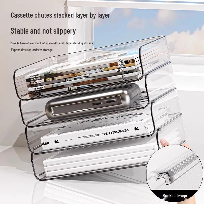 Transparent Multi-Layer A4 File Organizer: Stackable Desktop Document Rack