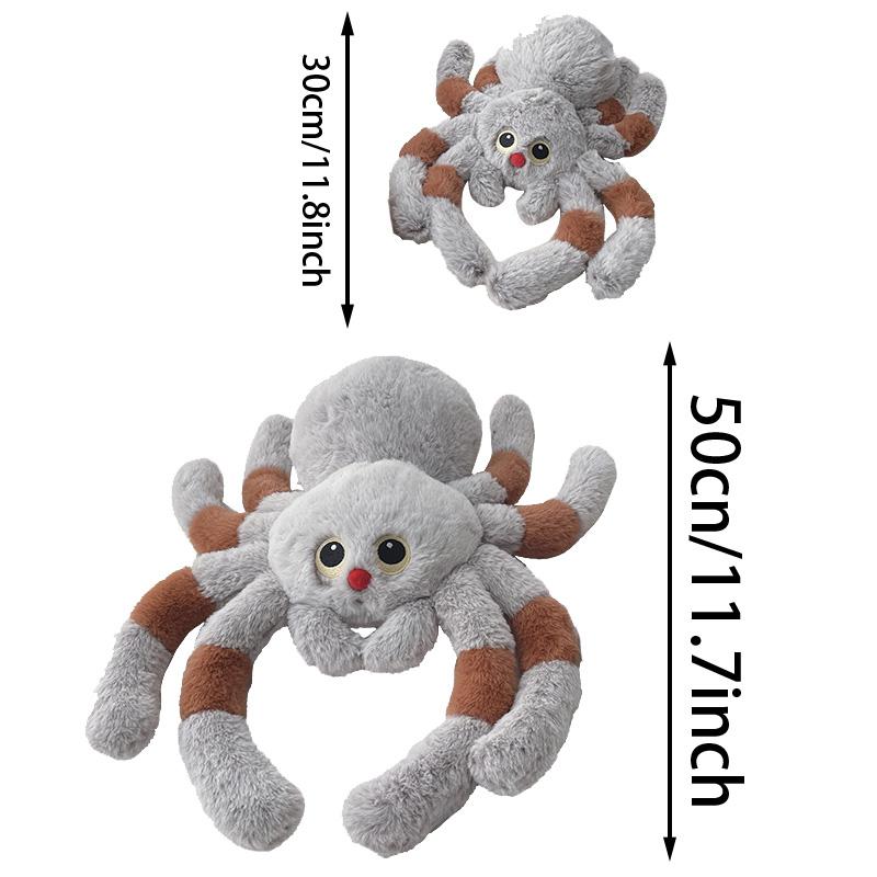 30/50cm Stuffed Animal Spider Plush Toy Soft Gray Reptile Spider Doll Toy Red Nose Big Eyes Simulation Spider Toy Room Decor