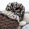 Women Winter Knitting Hat with Pom Poms Decor Patchwork Color Autumn Winter Jacquard Hat Windproof Breathable Headwear