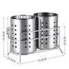 Ourunzhe Stainless Steel Household Chopstick Holder, Chopstick Cage, Tableware Tube, Double-Tube Utensil Storage Rack