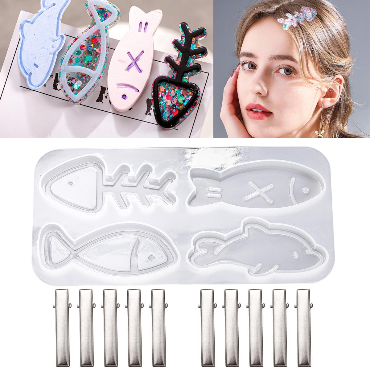Drip Glue Diy Silicone Mold Small Fish Hair Clip Mold Hair Accessory Silicone Mold