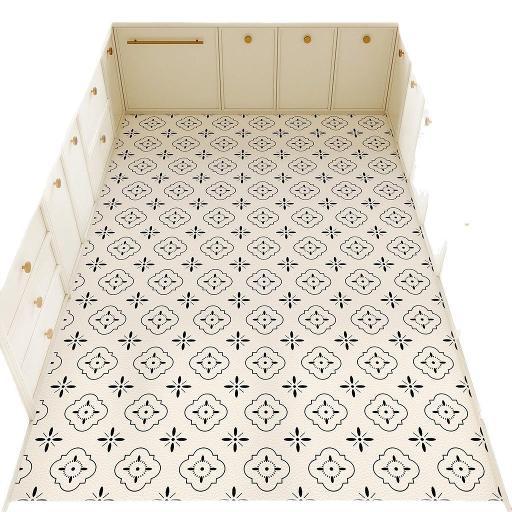 Pvc Scrubbable Leave-In Kitchen Floor Mat Non-Slip, Oil-Proof And Waterproof Household Floor Mat Foyer Entry Anti-Dirty Leather Carpet