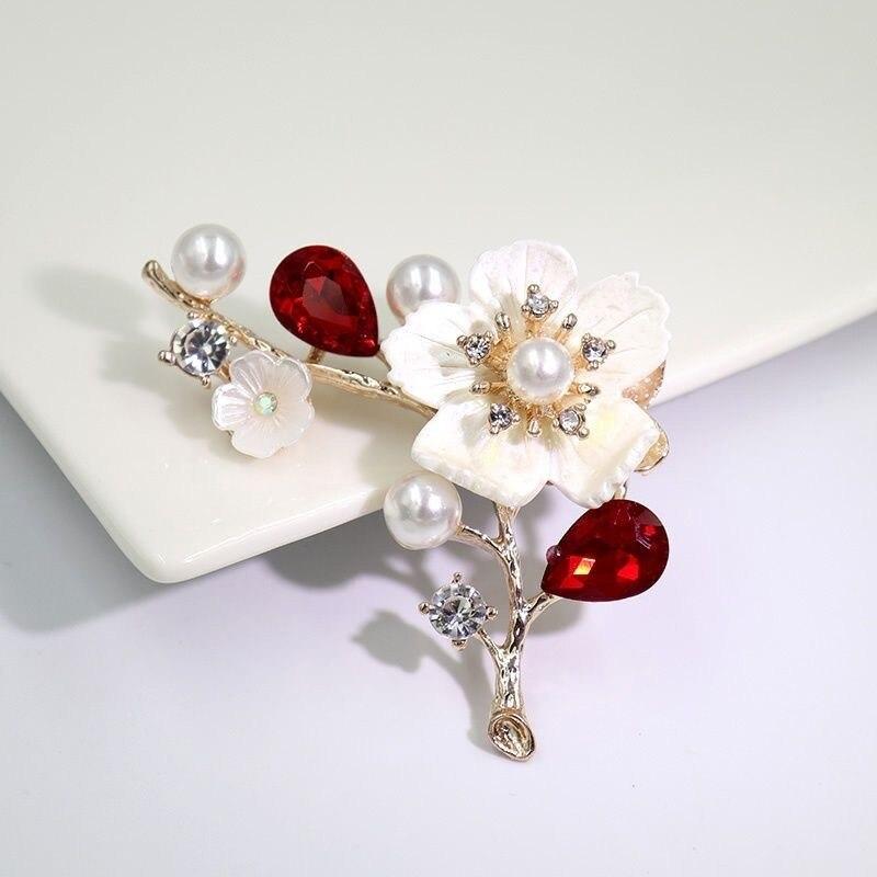 Blucome Shell Plum Blossom Blume Broschen Für Frauen Hochzeit Büro Brosche Pins Neue Jahr Schmuck Geschenke