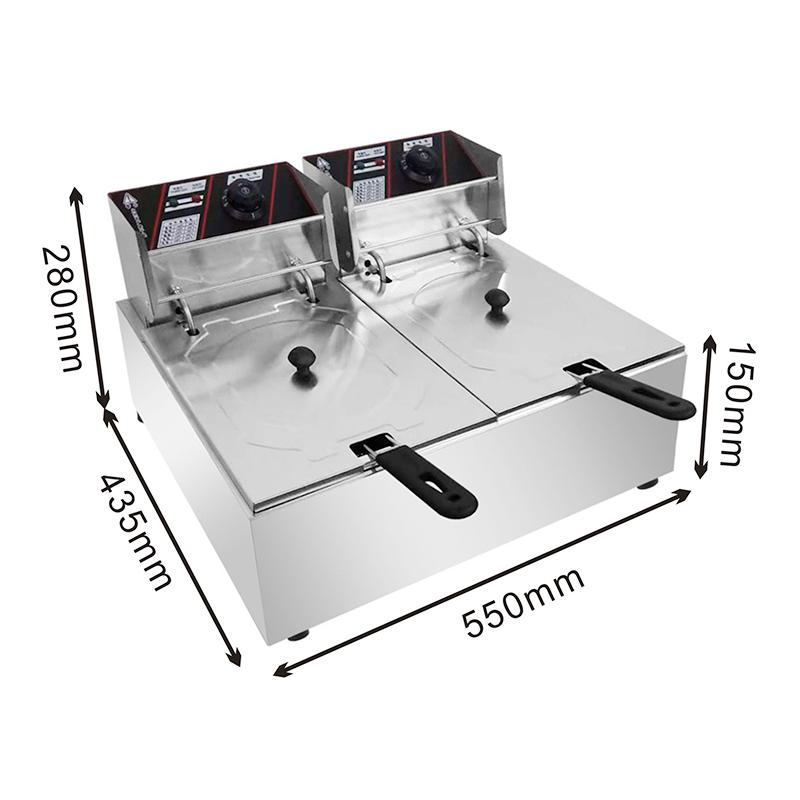 Commercial Electric Double 6L+6L Cylinder Deep Fryer Fried Chicken Fries Equipment Snacks Fast Food Oil Frying Machine 110V