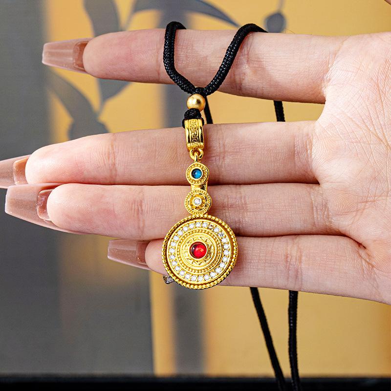 Trendy Eight Treasures Compass Rotatable New Chinese Retro Jewelry Necklace Pendant