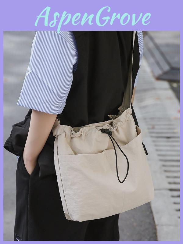 Fashion Style Canvas Shoulder Bag With Zipper Top And Mobile Pocket For Casual Use