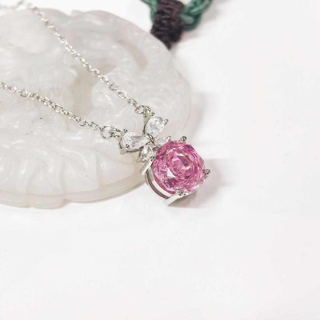 Růžová Sakura Motýlí Šperky Set: Zirkonový prsten, náušnice a přívěsek