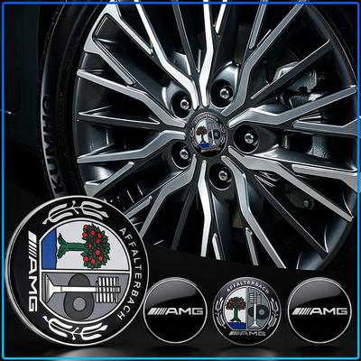 4PCS Anti-Rust Rim Emblem Decals Scratch-Proof Car Wheel Center Cover For Mercedes Benz AMG A B C E G R S CLA CLK CLA CES CLS SLK GLK CLK SLS CLG GLE